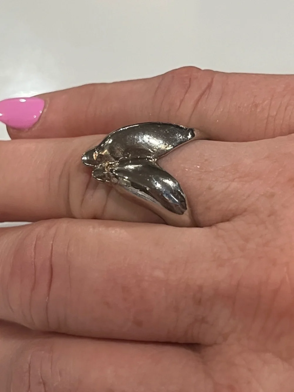 Silver Pair of Dolphin Ring-size 9